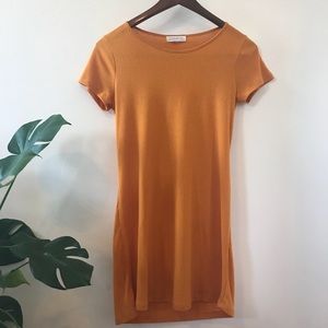 Mustard Ribbed T-Shirt Dress